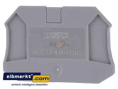 Frontansicht Phoenix Contact 3047170 Reihenklemmen-Abschlussdec kel D-UT 2,5/4-QUATTRO