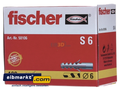 Front view Fischer Deutschl. S 6 Expanding plug 6x30mm

