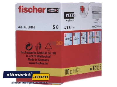 View on the right Fischer Deutschl. S 6 Expanding plug 6x30mm
