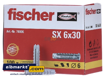 Front view Fischer Deutschl. SX 6x30 Universal anchor plug 6x30mm
