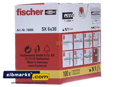 View on the right Fischer Deutschl. SX 6x30 Universal anchor plug 6x30mm
