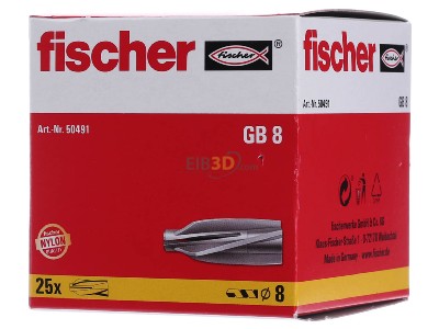 Front view Fischer DE GB 8 Spiral plug 8x50mm 
