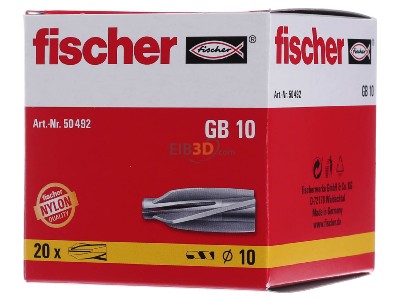 Front view Fischer DE GB 10 Spiral plug 10x55mm 
