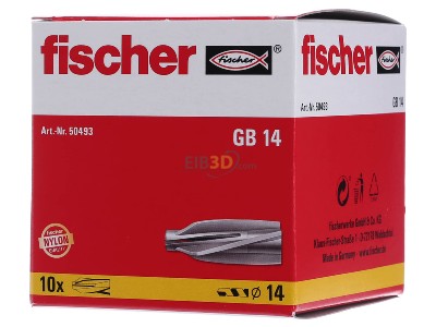 Front view Fischer DE GB 14 Spiral plug 14x75mm 
