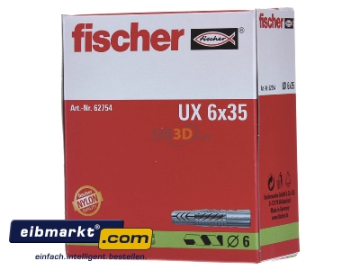 Front view Fischer Deutschl. UX 6 Universal anchor plug 6x35mm
