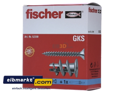 Front view Fischer Deutschl. GK S Plasterboard plug
