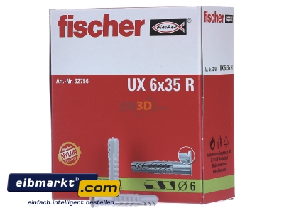 Front view Fischer Deutschl. UX 6 R Universal anchor plug 6x35mm
