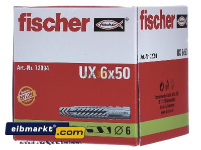 Front view Fischer Deutschl. UX 6x50 Universal anchor plug 6x50mm - 
