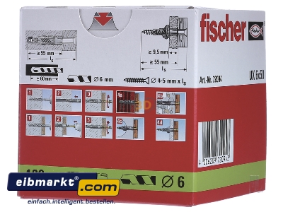Back view Fischer Deutschl. UX 6x50 Universal anchor plug 6x50mm - 
