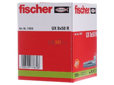 View on the left Fischer DE UX 8 R Expanding plug 8x50mm 
