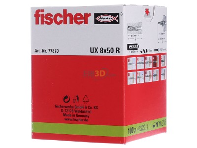 View on the right Fischer DE UX 8 R Expanding plug 8x50mm 
