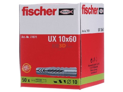 Front view Fischer DE UX 10 Expanding plug 10x60mm 
