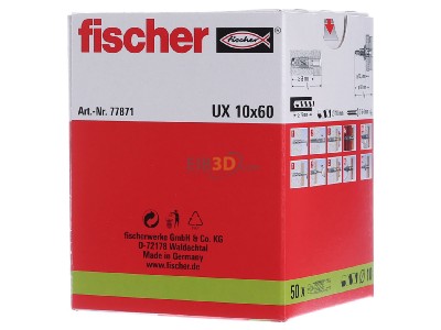 View on the right Fischer DE UX 10 Expanding plug 10x60mm 
