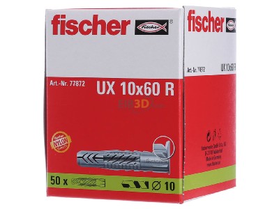 Front view Fischer DE UX 10 R Expanding plug 10x60mm 
