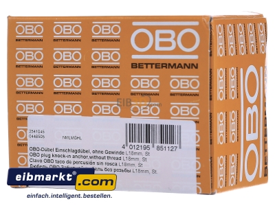 Frontansicht OBO Bettermann 903 RB 18 Einschlagdbel ohne Gewinde L18mm 