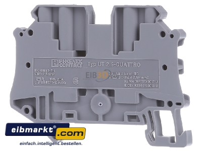 Back view Phoenix Contact UT 2,5-QUATTRO Feed-through terminal block
