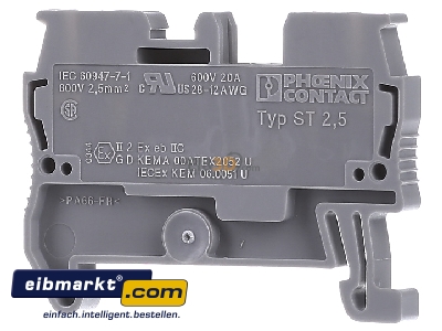 Back view Phoenix Contact ST 2,5 Feed-through terminal block 5,2mm 31A - 
