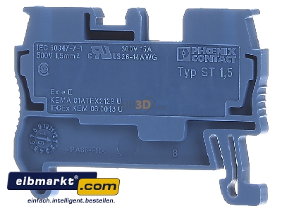 Back view Phoenix Contact ST 1,5 BU Feed-through terminal block 4,2mm 17,5A 
