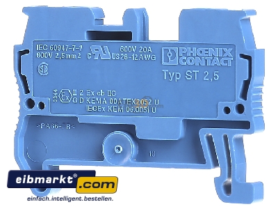 Back view Phoenix Contact ST 2,5 BU Feed-through terminal block 5,2mm 31A - 
