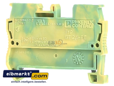 Back view Phoenix Contact ST 2,5-PE Ground terminal block 1-p 5,2mm - 
