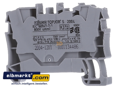 Back view WAGO Kontakttechnik 2004-1201 Feed-through terminal block 6,2mm 32A - 
