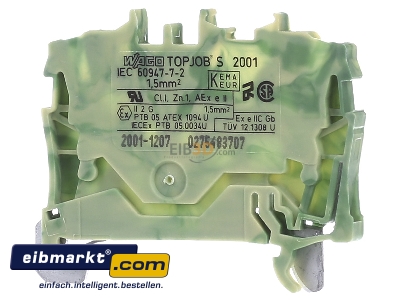 Back view WAGO Kontakttechnik 2001-1207 Ground terminal block 1-p 4,2mm
