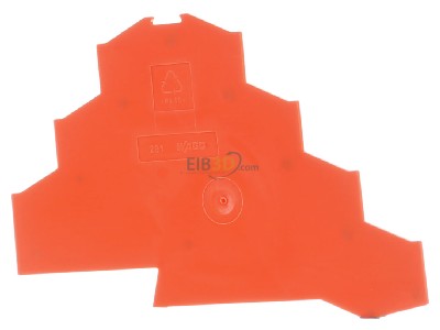 Frontansicht WAGO 281-366 Abschluplatte orange, 1mm dick 