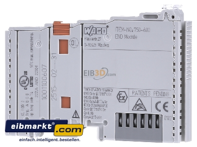 Frontansicht WAGO Kontakttechnik 750-600 Bus-Endklemme 12x64mm grau 