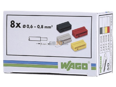 Frontansicht WAGO Kontakttechnik 243-208 Verbindungsdosenklemme dgr 8x0,6-0,8qmm 