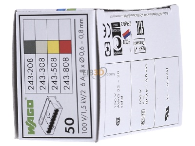 View on the right WAGO Kontakttechnik 243-208 Push-in wire connector 
