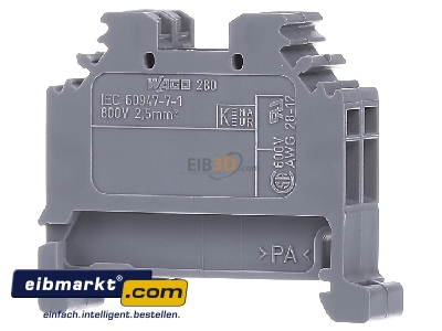 Ansicht hinten WAGO Kontakttechnik 280-101 Durchgangsklemme gr 0,08-2,5qmm 