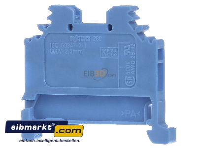 Ansicht hinten WAGO Kontakttechnik 280-104 Durchgangsklemme 0,08-2,5mmq blau 