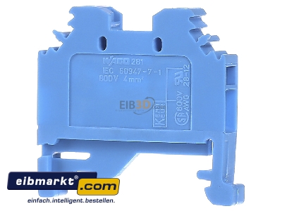 Ansicht hinten WAGO Kontakttechnik 281-104 Durchgangsklemme 0,08-4mmq blau 