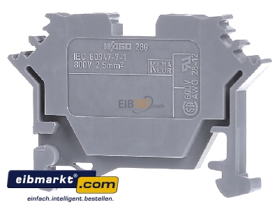 Ansicht hinten WAGO Kontakttechnik 280-601 Durchgangsklemme 0,08-2,5mmq grau 