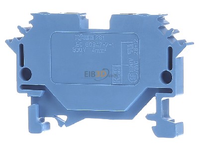 Ansicht hinten WAGO 281-604 Durchgangsklemme 0,08-4mmq blau 
