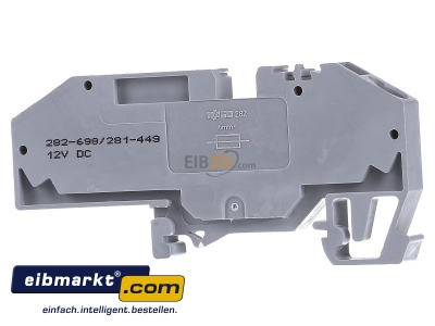 Ansicht hinten WAGO Kontakttechnik 282-698/281-449 Sicherungsklemme 0,2-6mmq grau 