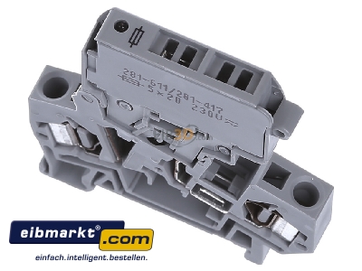 Ansicht oben vorne WAGO Kontakttechnik 281-611/281-417 Sicherungsklemme 0,08-4mmq grau 