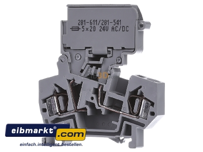 Front view WAGO Kontakttechnik 281-611/281-541 G-fuse 5x20 mm terminal block 10A 8mm - 
