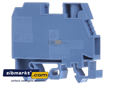 Back view Wieland WKI 10 ETK/U/V0 Neutral disconnect terminal block 10mm
