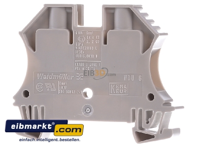 Back view Weidmller WDU 6 Feed-through terminal block 8mm 41A - 
