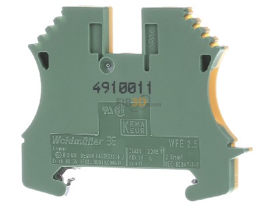 Back view Weidmller WPE 2.5 Ground terminal block 1-p 5mm 
