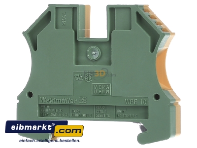 Back view Weidmller WPE 10 Ground terminal block 1-p 10mm - 
