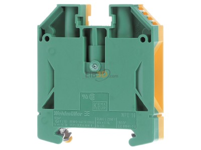 Front view Weidmller WPE 16 Ground terminal block 1-p 12mm 
