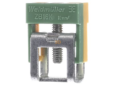 Front view Weidmller ZB 16K GE/GN Busbar terminal 16mm 
