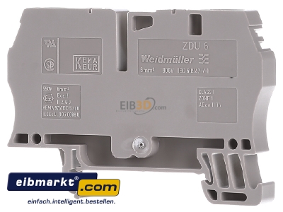 Ansicht hinten Weidmller 1608620000 Durchgangsklemme 6qmm beige ZDU 6