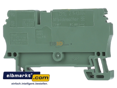 Ansicht hinten Weidmller ZPE 2.5/3AN Schutzleiterklemme 2,5qmm gn/ge 