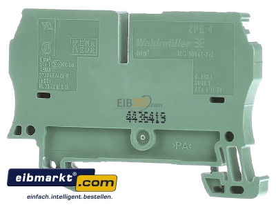 Back view Weidmller ZPE 4 Ground terminal block 1-p 6mm
