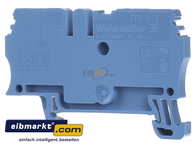 Ansicht hinten Weidmller ZDU 2.5 BL Durchgangsklemme 2,5qmm blau 