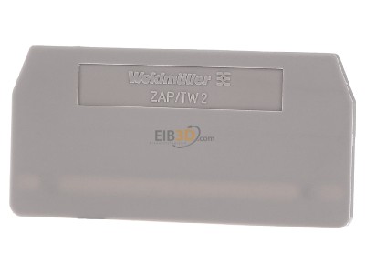 Front view Weidmller ZAP/TW 2 DB End/partition plate for terminal block 
