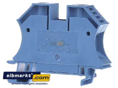 Frontansicht Weidmller WDU 16N BL Durchgangsklemme 60x12x47mm bl 